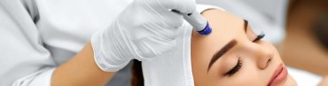 Microdermabrasion treatment on a woman's face